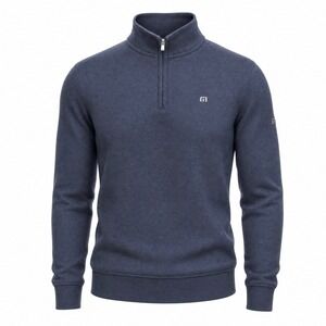 Travis Mathew Mens Quarter Zip Pullover Navy Blue Dornick Hills Golf Size S